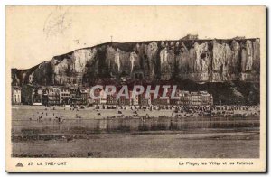 Old Postcard Le Treport Beach villas and cliffs