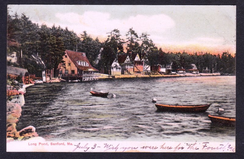 Sanford, ME - Long Pond - 1906 - G.W. Morris card