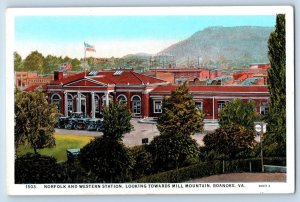 Roanoke Virginia Postcard Norfolk & Western Station Looking Mill Mountain c1920s