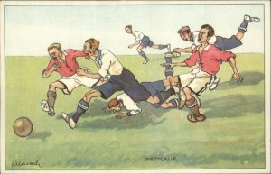 Soccer Football Men Chsaing Ball WETTLAUF BKWI 352-3 c1915 Postcard