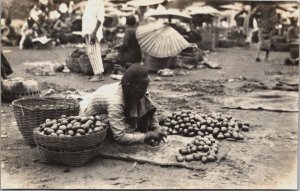 Indonesia Palembang Sumatra Fruit Seller Vintage RPPC C130