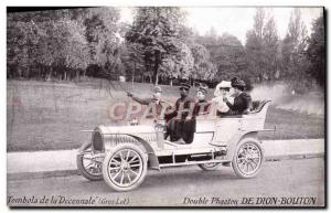 Postcard Old Car Raffle of decennale Double Paheton De Dion Bouton Puteaux