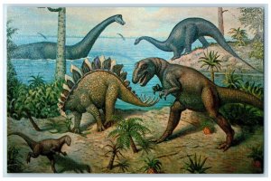 c1950's Dinosaur National Monument Painting Scene View Utah Colorado CO Postcard