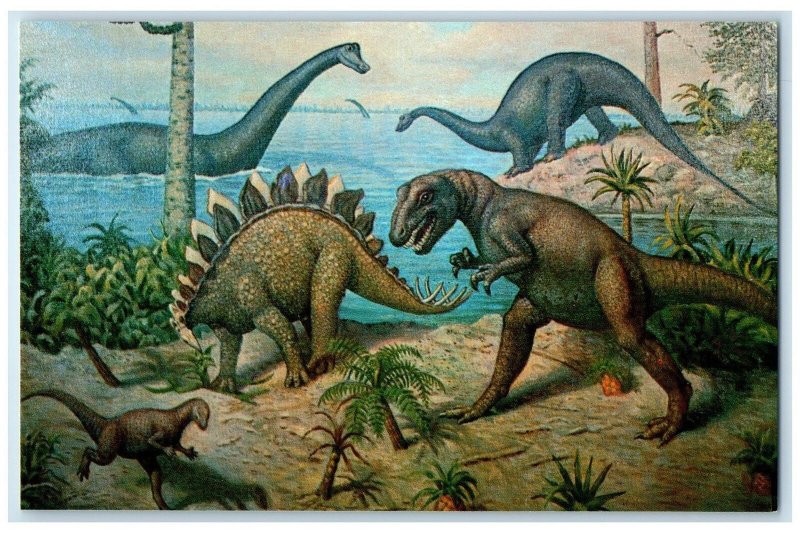 c1950's Dinosaur National Monument Painting Scene View Utah Colorado CO Postcard