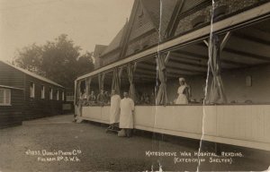 Katesgrove War Hospital Reading WW1 Shelter Red Cross Nurse RPC Worn Postcard