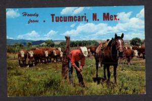 NM Howdy TUCUMCARI NEW MEXICO Postcard Cowboy Horse PC