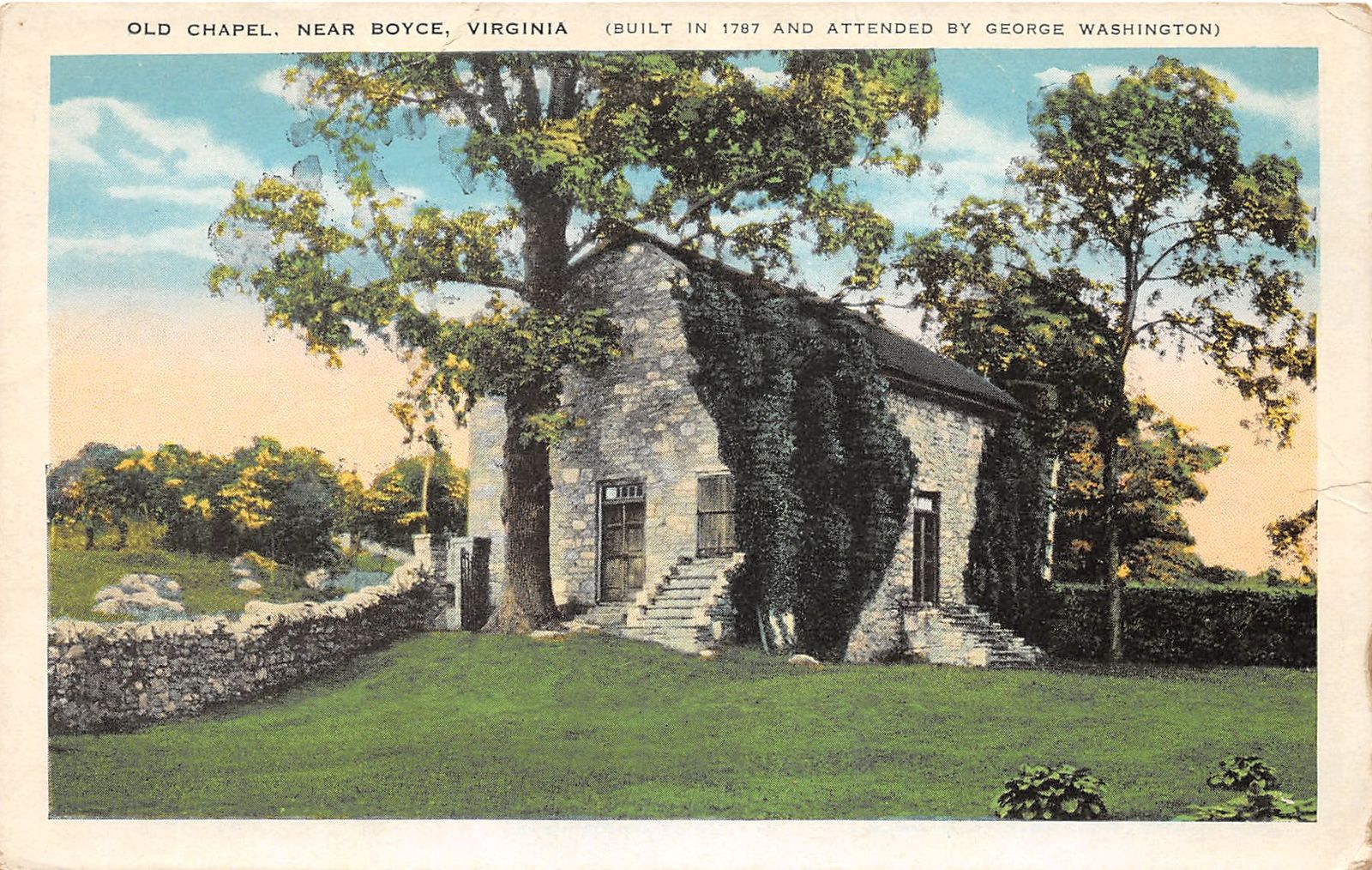 F4/c1915 Boyce Virginia Postal Antigua Capilla construido 1787