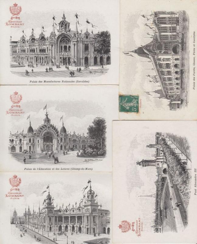 EXPOSITION 1900 PARIS TRADE CARDS CHOCOLATE LAMBART 18 Cartes Postales  