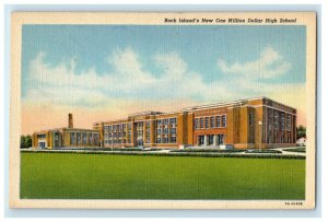 c1940s Rock Island's New One Million Dollar High School Illinois IL Postcard