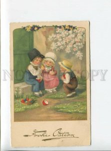 3175955 EASTER kids EGGS Chicken by PAULI EBNER Vintage PC