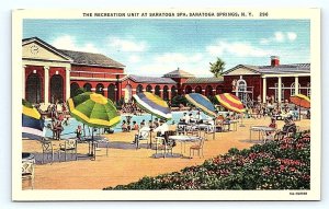 SARATOGA SPRINGS, NY ~ Recreation Unit at SARATOGA SPA  c1930s Linen Postcard