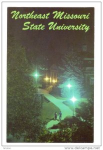 A Night Scene on Campus at the Historic Kirk Memorial Building, Kirksville, M...