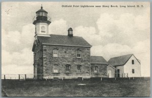 LONG ISLAND NY OLDFIELD POINT LIGHTHOUSE NEAR STONY BROOK ANTIQUE POSTCARD