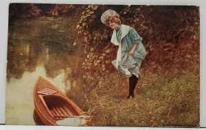 Summer Joys  Woman Creek Rowboat 1908 Ryder to Douglas ND Postcard G10