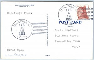 1983 Dolliver, IA Post Office Cancel Postcard Town USPO Postal History A269