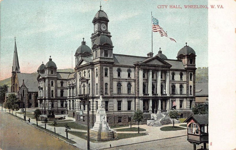 CITY HALL WHEELING WEST VIRGINIA POSTCARD (c. 1905)