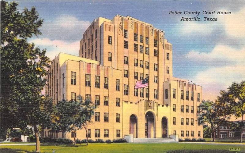 Amarillo Texas 1940s Postcard Potter County Court House