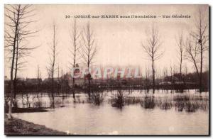 Conde-su-r Marne-under & # 39inondation- Vue Generale-Old Postcard