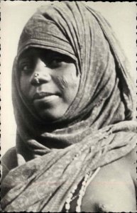 Tribal Facial Scarring Ethiopia Semi Nude Woman Real Photo Postcard