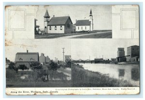 1910 Along River Weyburn Saskatchewan Canada Moose Jaw Multiview Postcard 