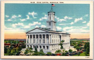 Nashville Tennessee TN, State Capitol, Neoclassical Building Flag Tower Postcard
