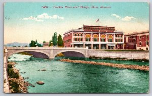 Truckee River and Bridge Reno Nevada NV UNP Unused DB Postcard E14