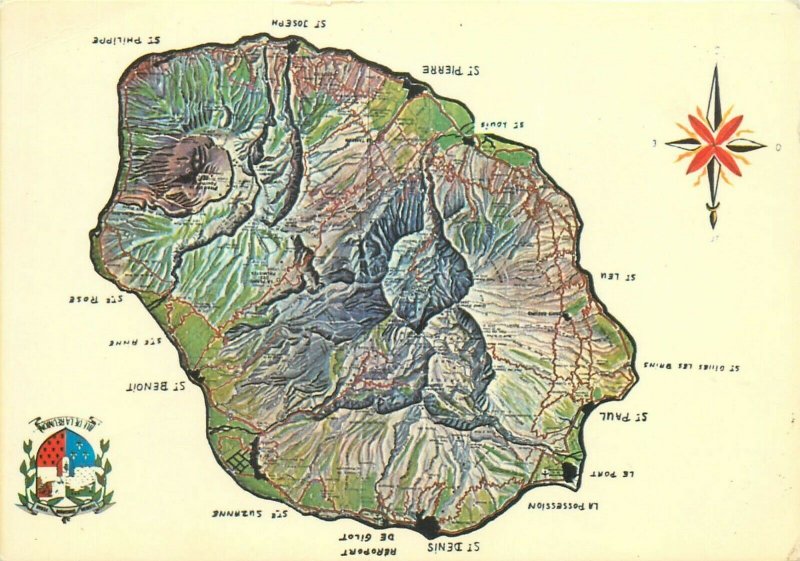REUNION island geological map postcard