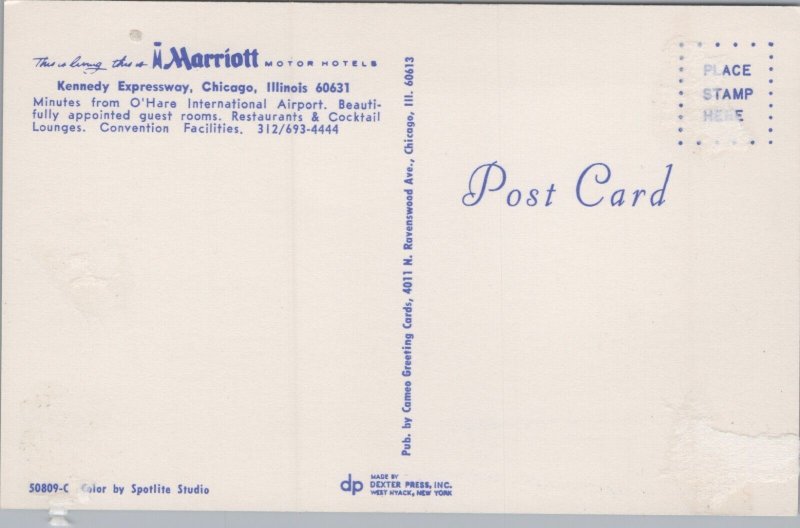 USA Illinois Chicago Marriott Motor Hotels Vintage Postcard C352