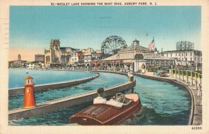 c.1949 Boat Ride Wesley Lake Asbury Park N.J. Postcard 2R3-588