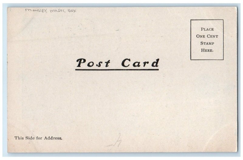 c1905 Monkey Music Box Man Smoking Cigarette On Window Antique Postcard