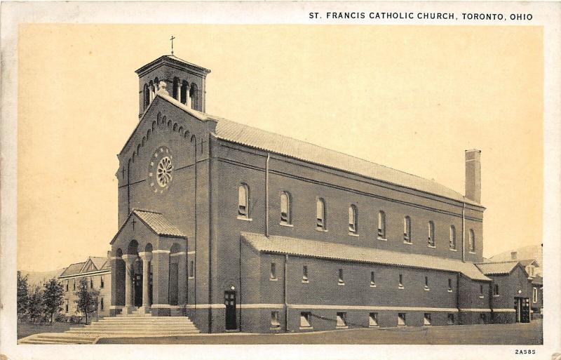 F22/ Toronto Ohio Postcard c1920 St Francis Catholic Church 22