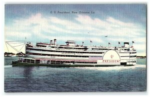 1930-45 Orleans President New Postcard Louisiana Ss River Mississippi Steamer 