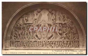 Old Postcard Cathedral of & # 39Autun West Facade Tympanum of the Central Portle