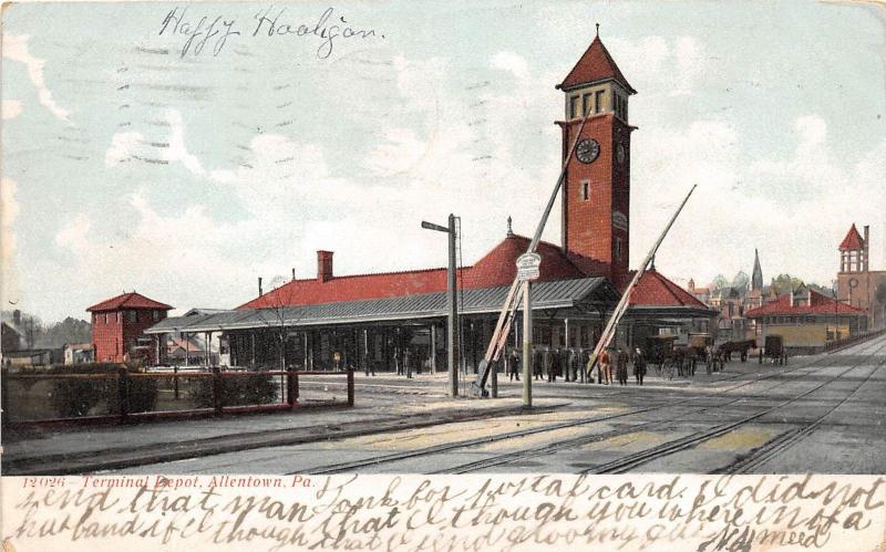 D64/ Allentown Pennsylvania Pa Postcard Railroad Depot Station 1907 Terminal