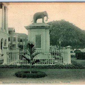 c1910s Singapore Malaysia Elephant Statue by King of Siam Monument Greenish A56