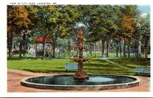Maine Lewiston Fountain In City Park