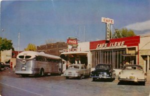 Postcard 1940s Utah Fillmore Cafe Ilene bus automobiles Roberts UT24-1667