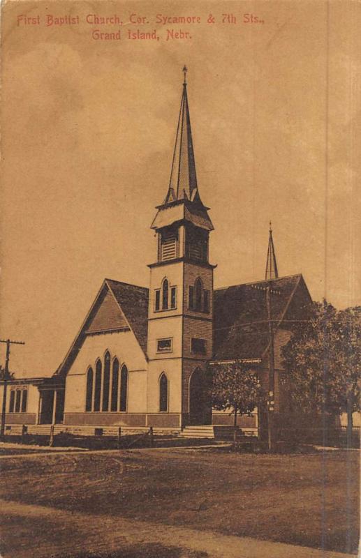 Grand Island Nebraska First Baptist Church Antique Postcard K49612