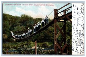 Starved Rock Illinois Postcard Suspension Bridge Deer Park 1907 Vintage Antique
