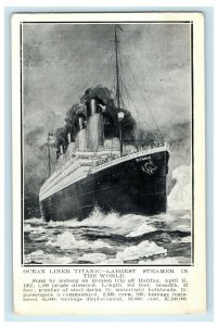 Ocean Liner Titanic Ship Largest Steamer In The World Halifax Maiden Postcard