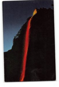 Yosemite National Park California CA Vintage Postcard Fire Fall Glacier Point