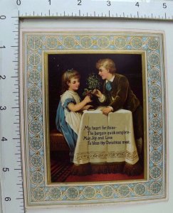 Joseph Mansell Christmas Trade CardArt Nouveau Border Poem Boy Girl Fabulous #H