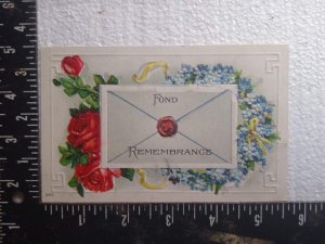 Postcard - Fond Remembrance with Flowers Mail Ribbon Embossed Art Print