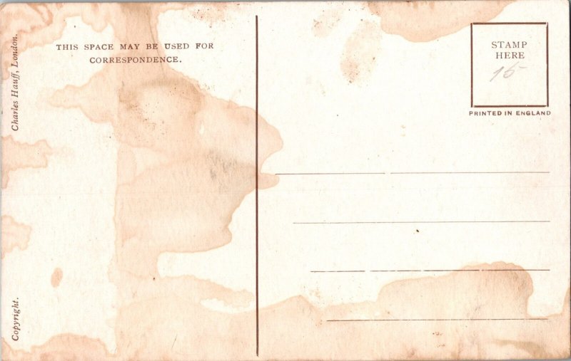 French Clowns Kissing AGNES RICHARDSON Vintage Postcard making it up JY8