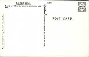 Vtg Georgetown Delaware DE US Post Office 1950s Old Chrome View Postcard 