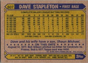 1987 Topps Baseball Card Dave Stapleton Boston Red Sox sk3124