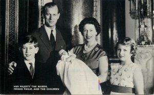 British Royalty Postcard Queen Prince Philip and the children