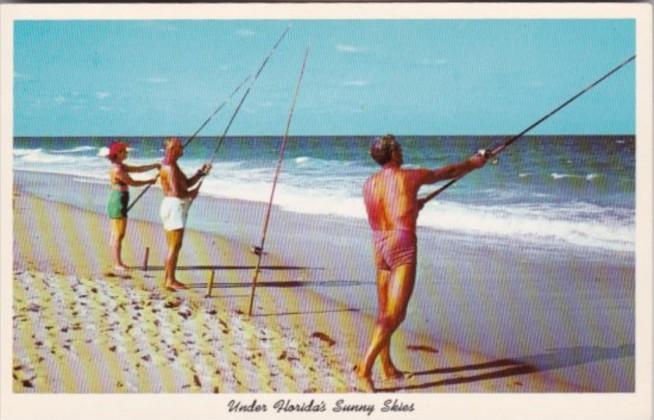 Florida Surf Fishing On A Florida Beach  Topics - Sports - Fishing,  Postcard / HipPostcard