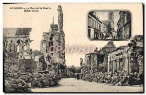 Old Postcard Soissons Rue de la Buerie Army