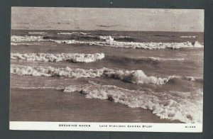 1952 Real Photo Post Card Lake Michigan Breaking Waves W/#839 Prexy Coil Pair